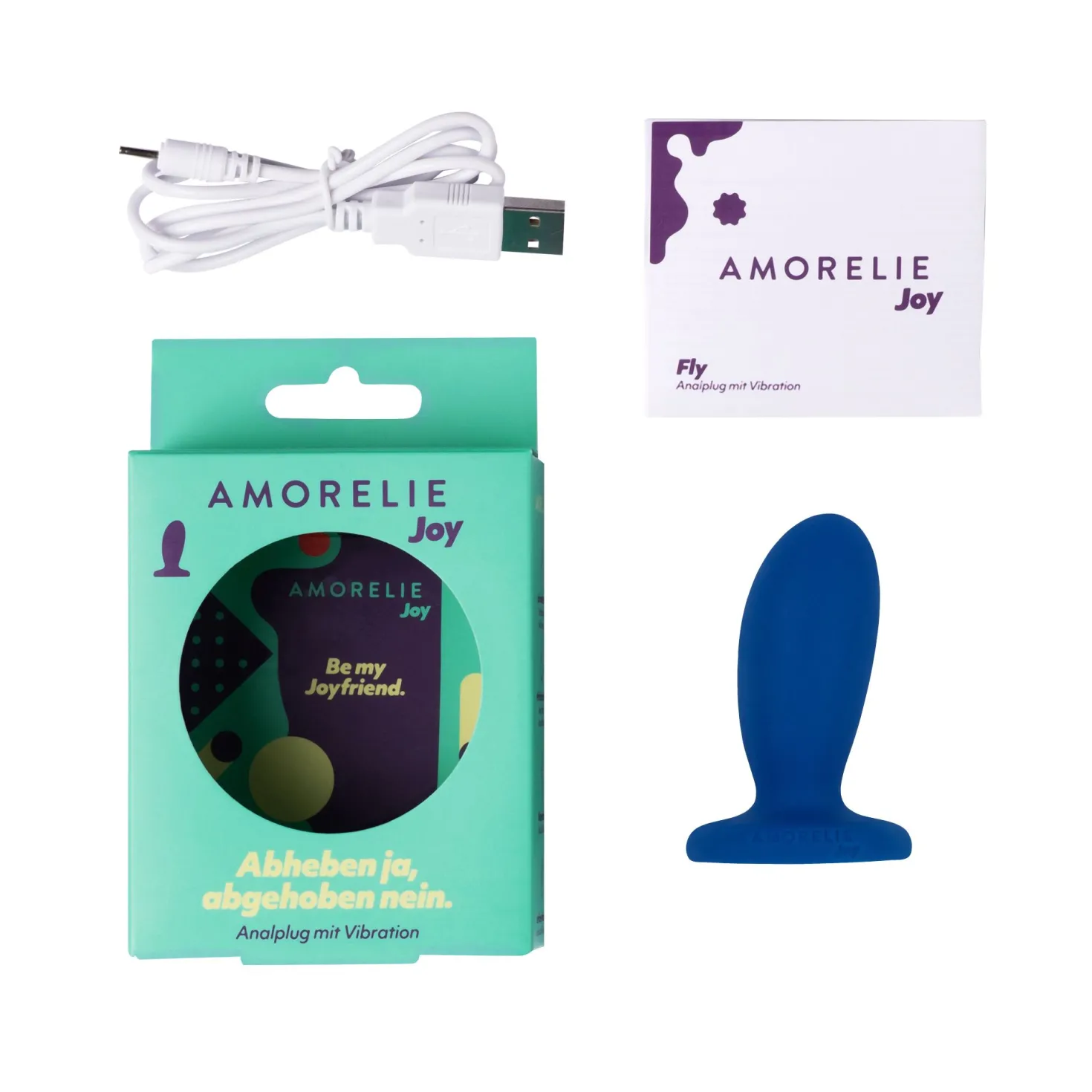 AMORELIE Joy - Plug Anal Vibrant "Fly" - Bleu