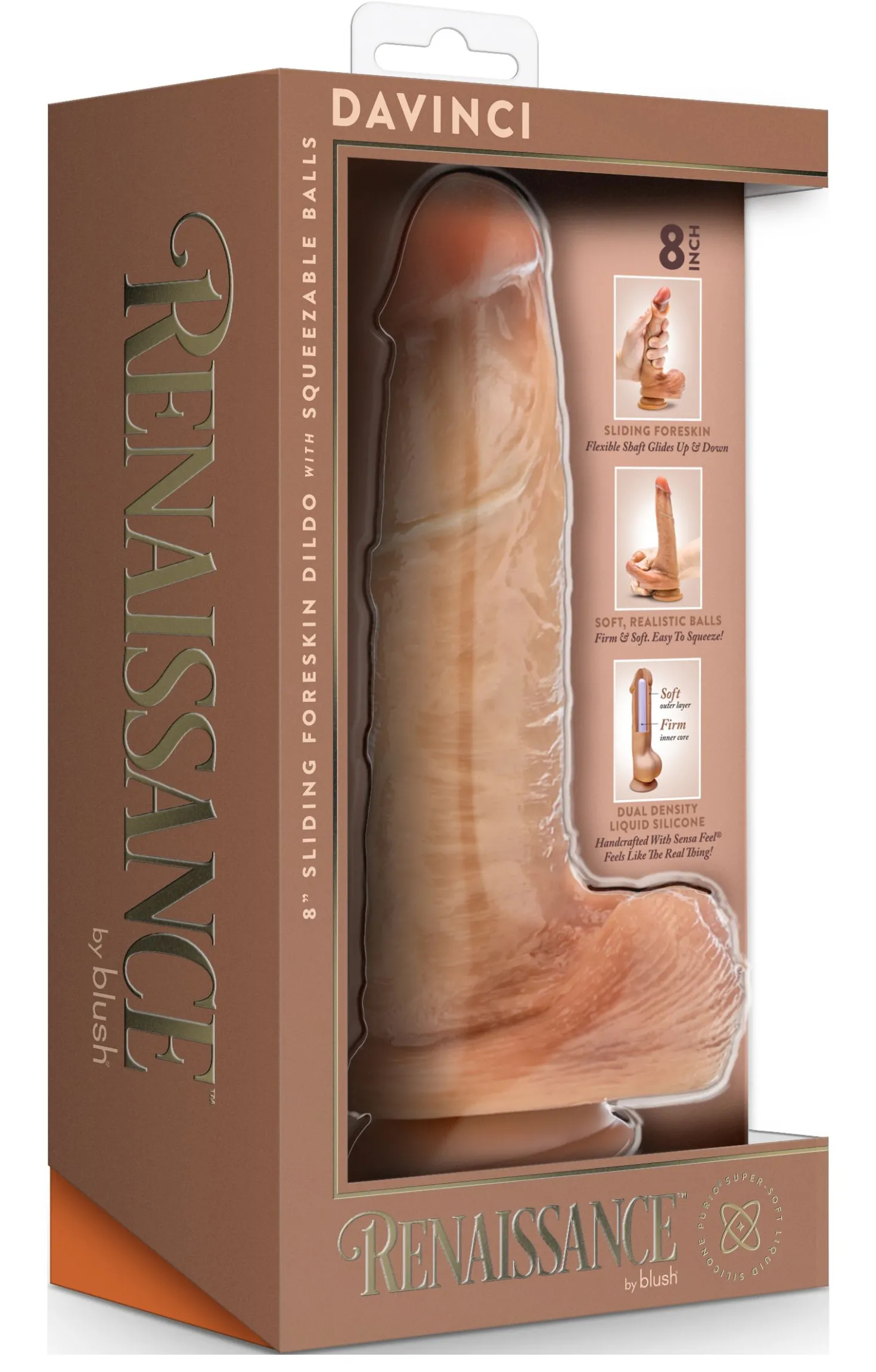 Blush - Renaissance DaVinci Godemichet avec Prépuce Coulissant - 20 cm