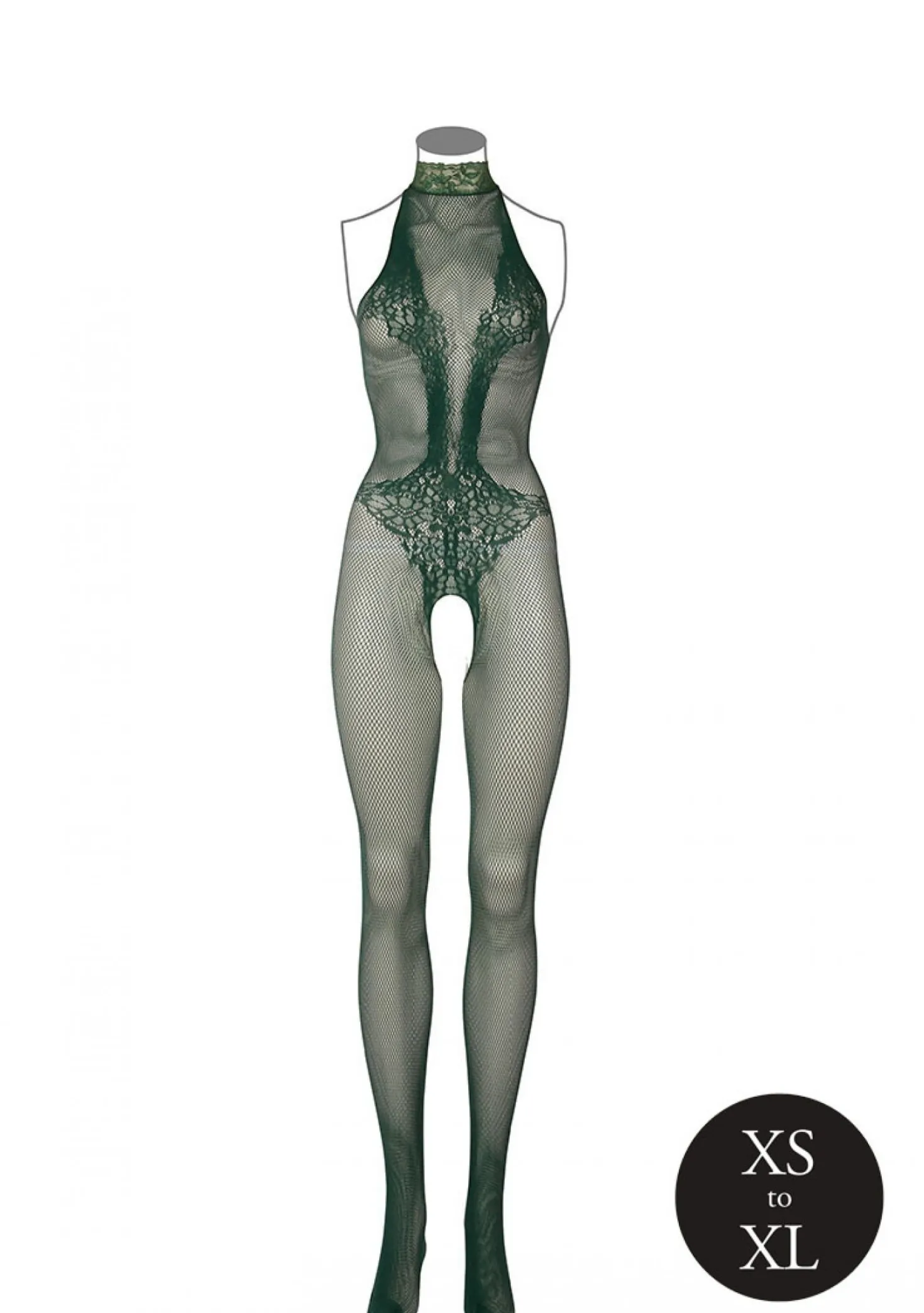 Catsuit en dentelle et résille - Vert