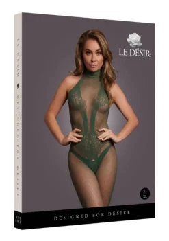 Catsuit en dentelle et résille - Vert