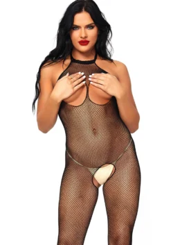 Catsuit Feel Me avec bonnets et entrejambe ouverts - Noir