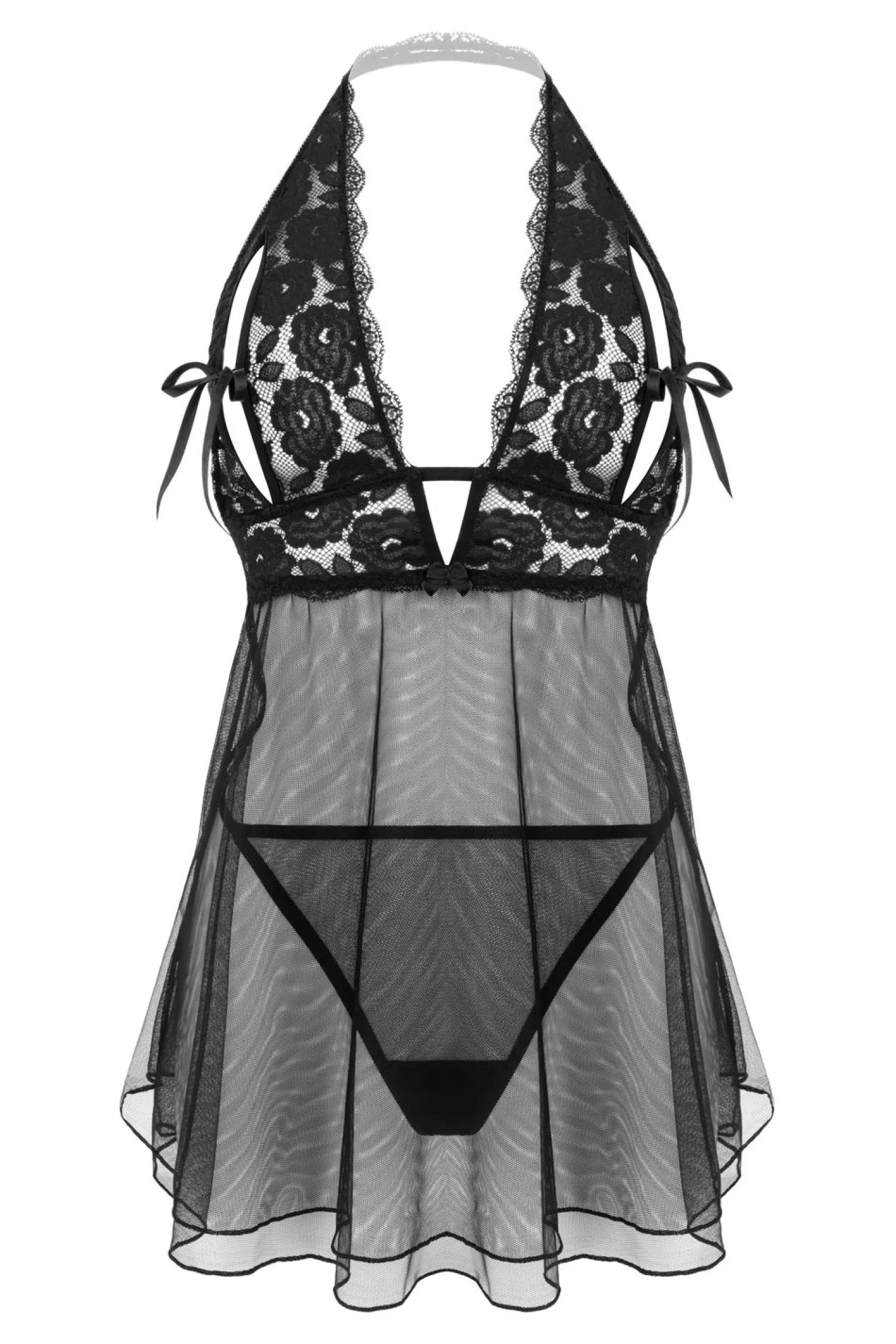 Christine - Babydoll Bonnets Ouverts Nataly - Noir