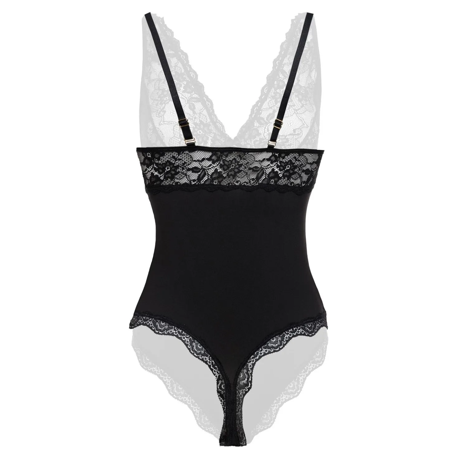 Christine - Body élégant avec dentelle Celeste - Noir