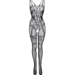 Christine - Crotchless Glamour Bodystocking - Noir