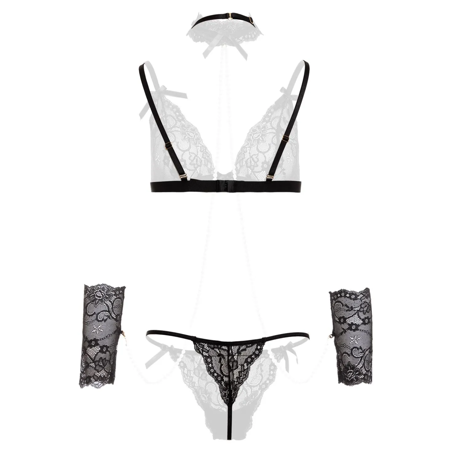 Christine - Ensemble de bondage doux avec perles Mea - Noir