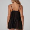 Christine - Nuisette avec string "Fleur de Plaisir" - Noir/Rouge