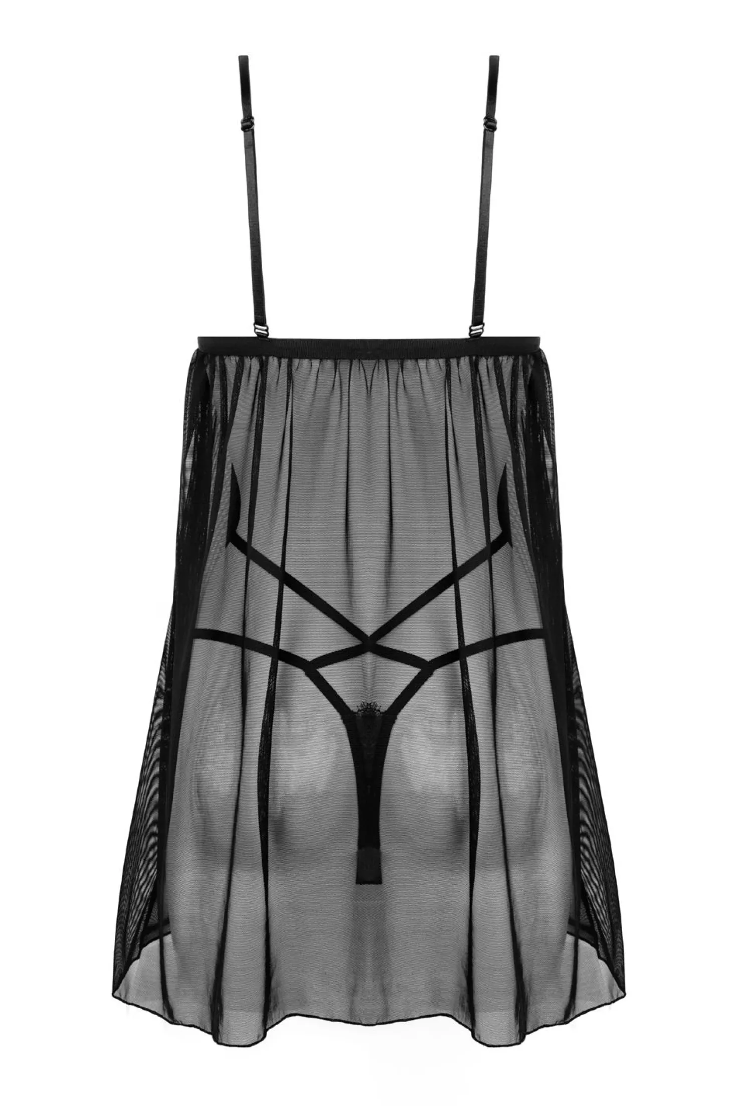 Christine - Nuisette avec string "Fleur de Plaisir" - Noir/Rouge