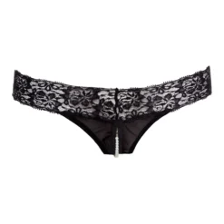 Christine - String perle avec entrejambe ouverte Pia - Noir
