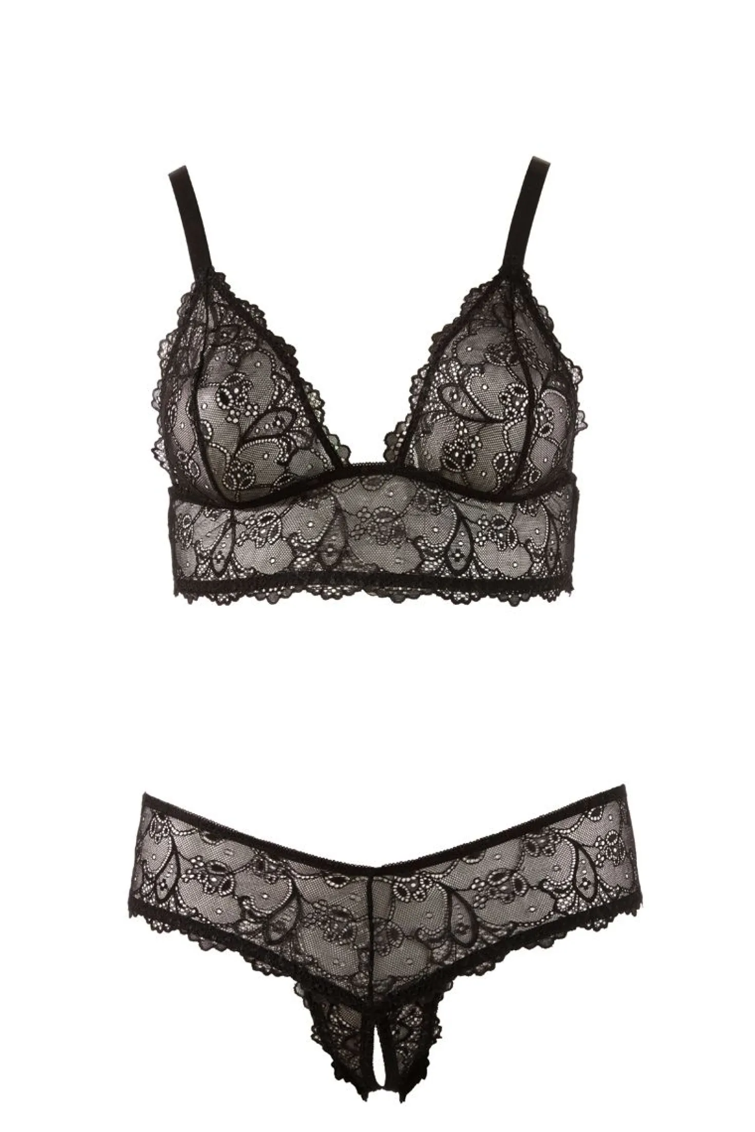 Cottelli Collection - Bra and crotchless G-string