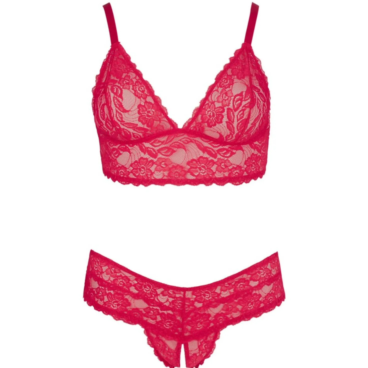 Cottelli Collection - Ensemble soutien-gorge en dentelle avec entrejambe ouvert