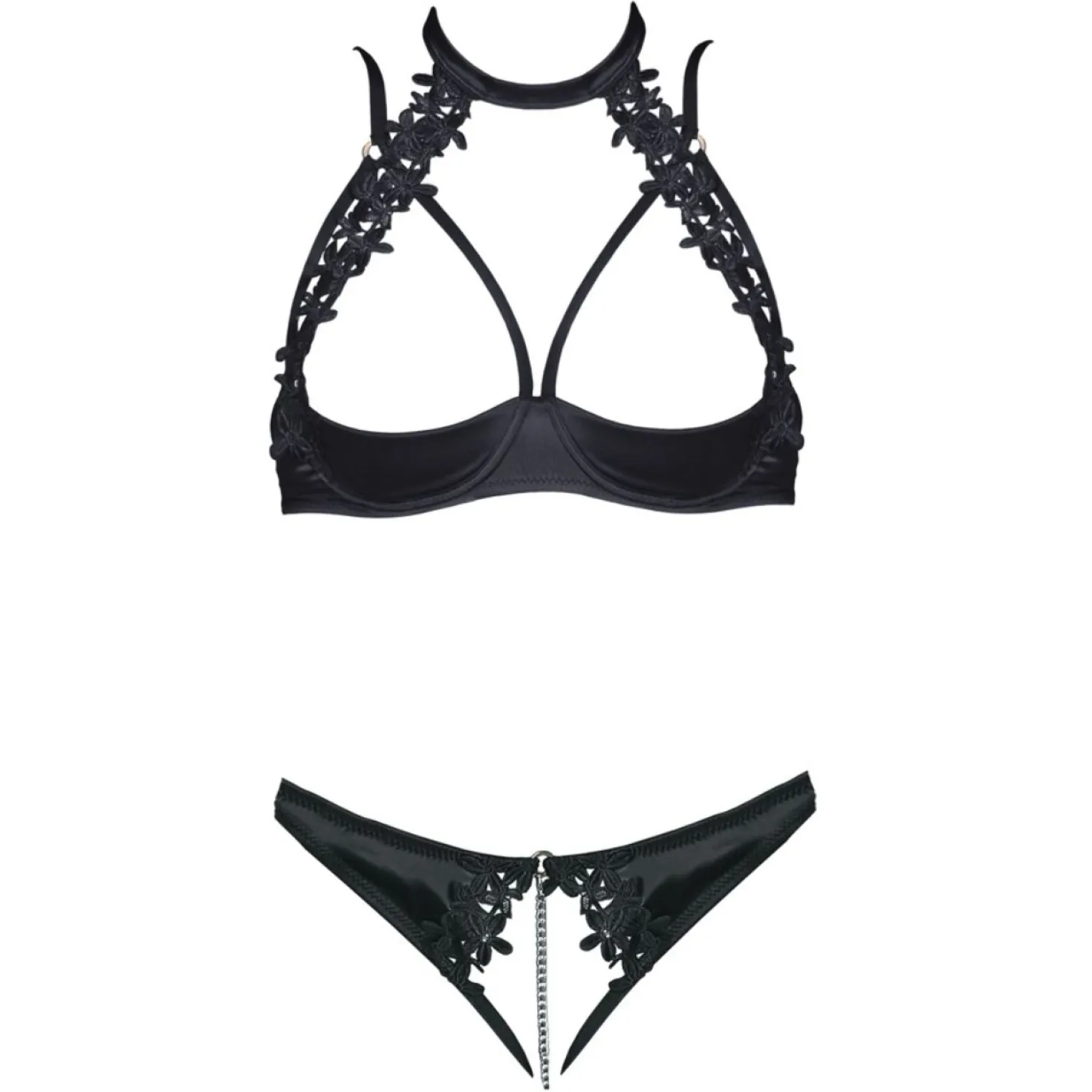 Cottelli Collection - Ensemble séduisant avec soutien-gorge et string ouvert à l'entrejambe
