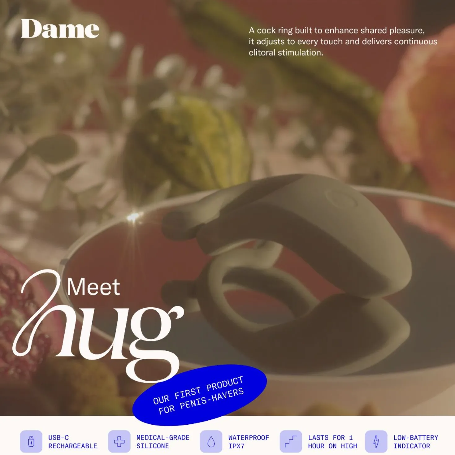 Dame - Anneau pénien ajustable "Hug" - Bleu