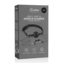 Easytoys Fetish - Bâillon à boule ouvert avec pinces à tétons