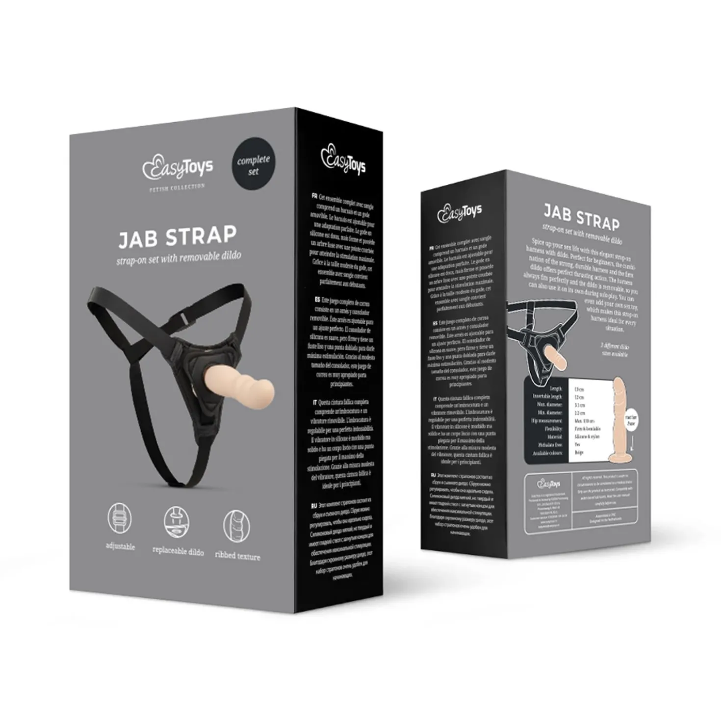 Easytoys Fetish - Gode ceinture avec harnais - Noir/Beige