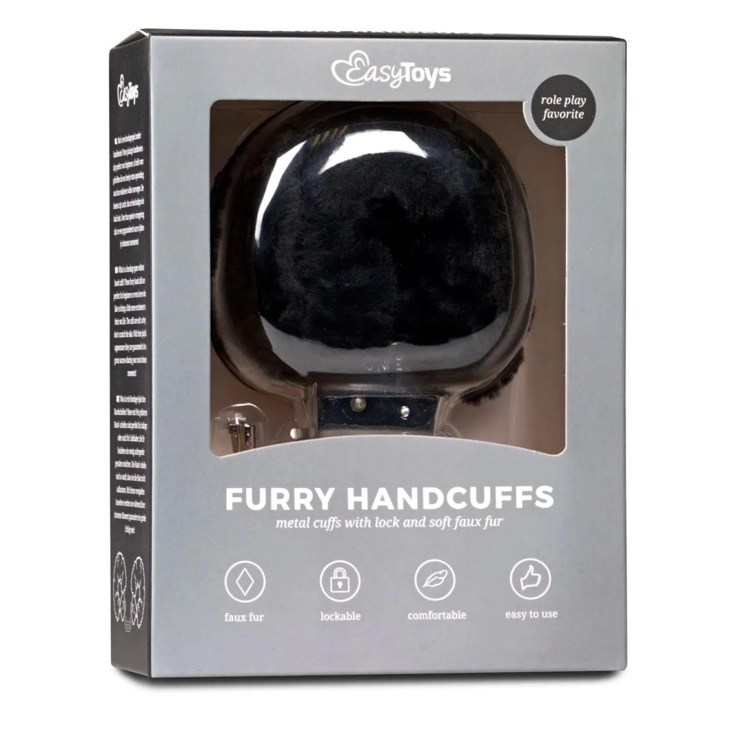 Easytoys Fetish - Menottes avec fourrure - Noir