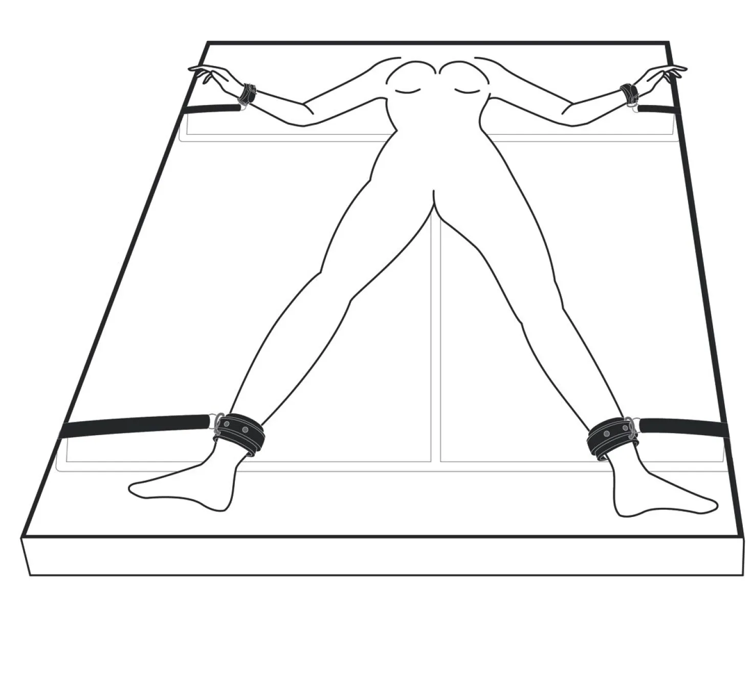 Easytoys Fetish - Menottes à sangles pour lit - Noir