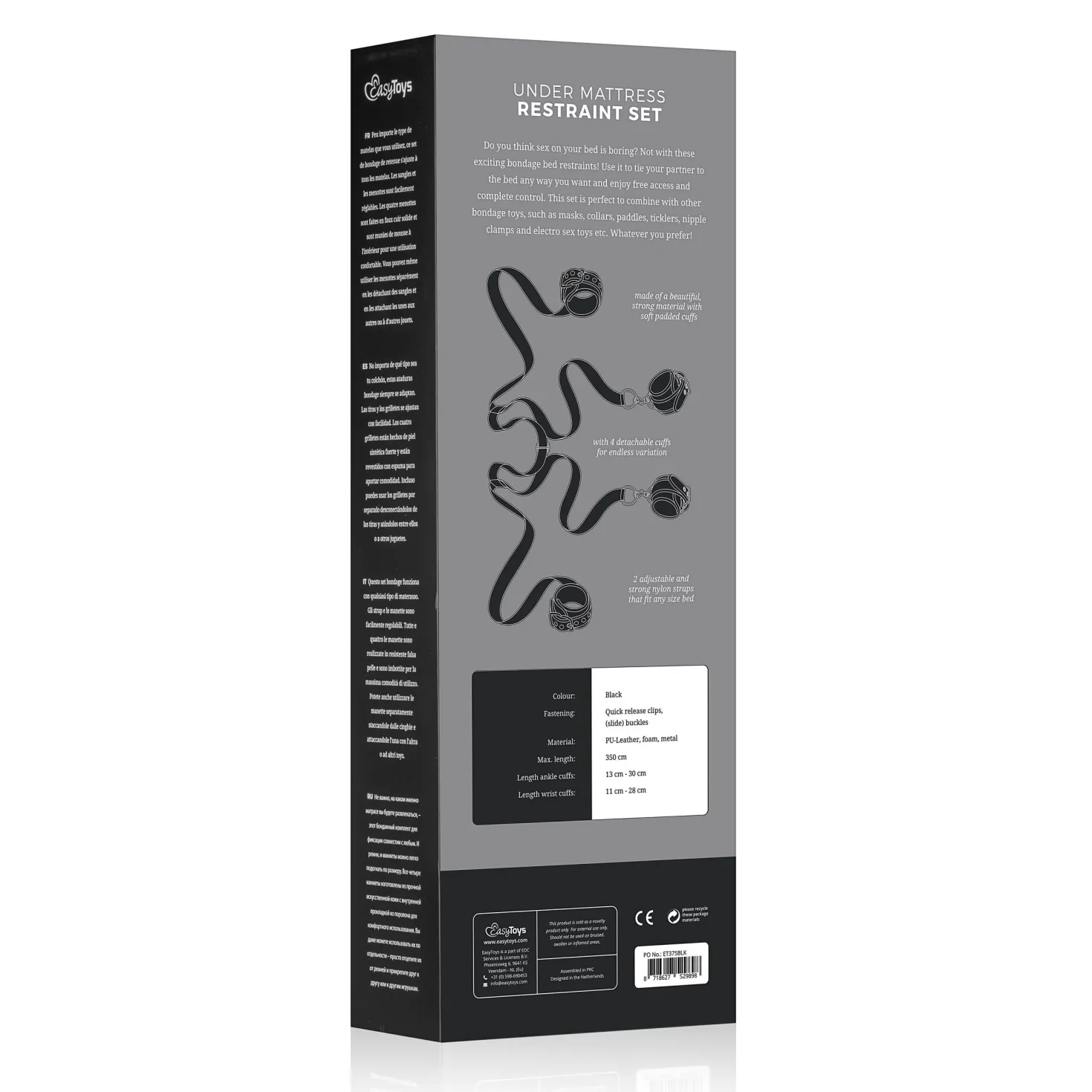 Easytoys Fetish - Menottes à sangles pour lit - Noir