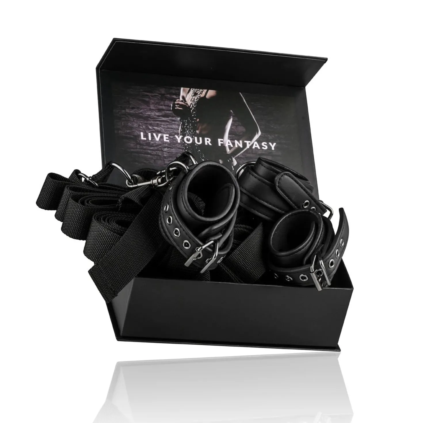 Easytoys Fetish - Menottes à sangles pour lit - Noir