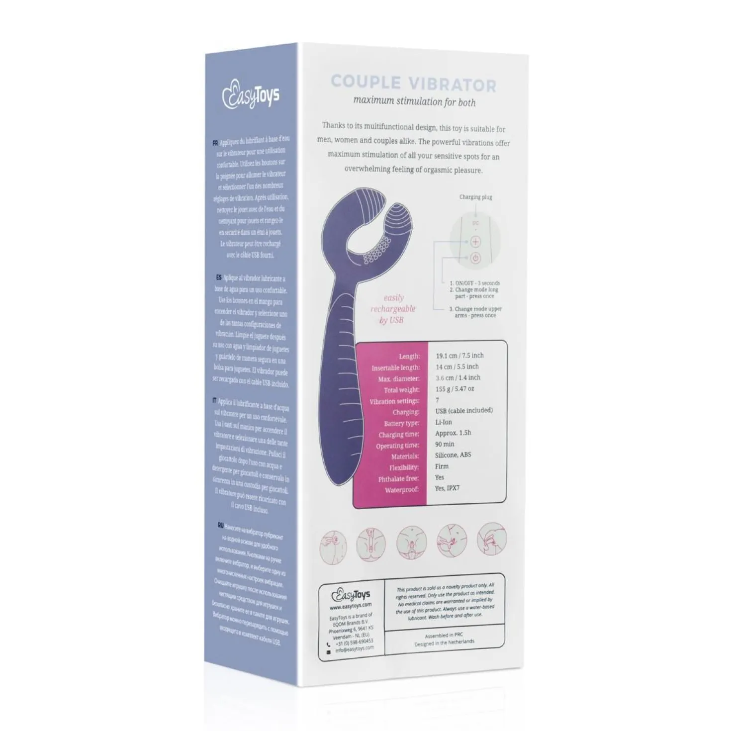 EasyToys - Vibromasseur pour couples - Violet