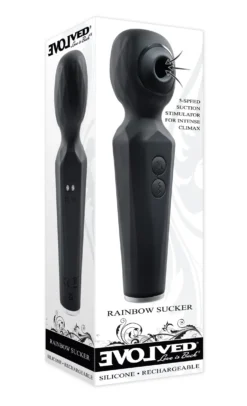 Evolved - Vibromasseur Rainbow Sucker Wand - Noir