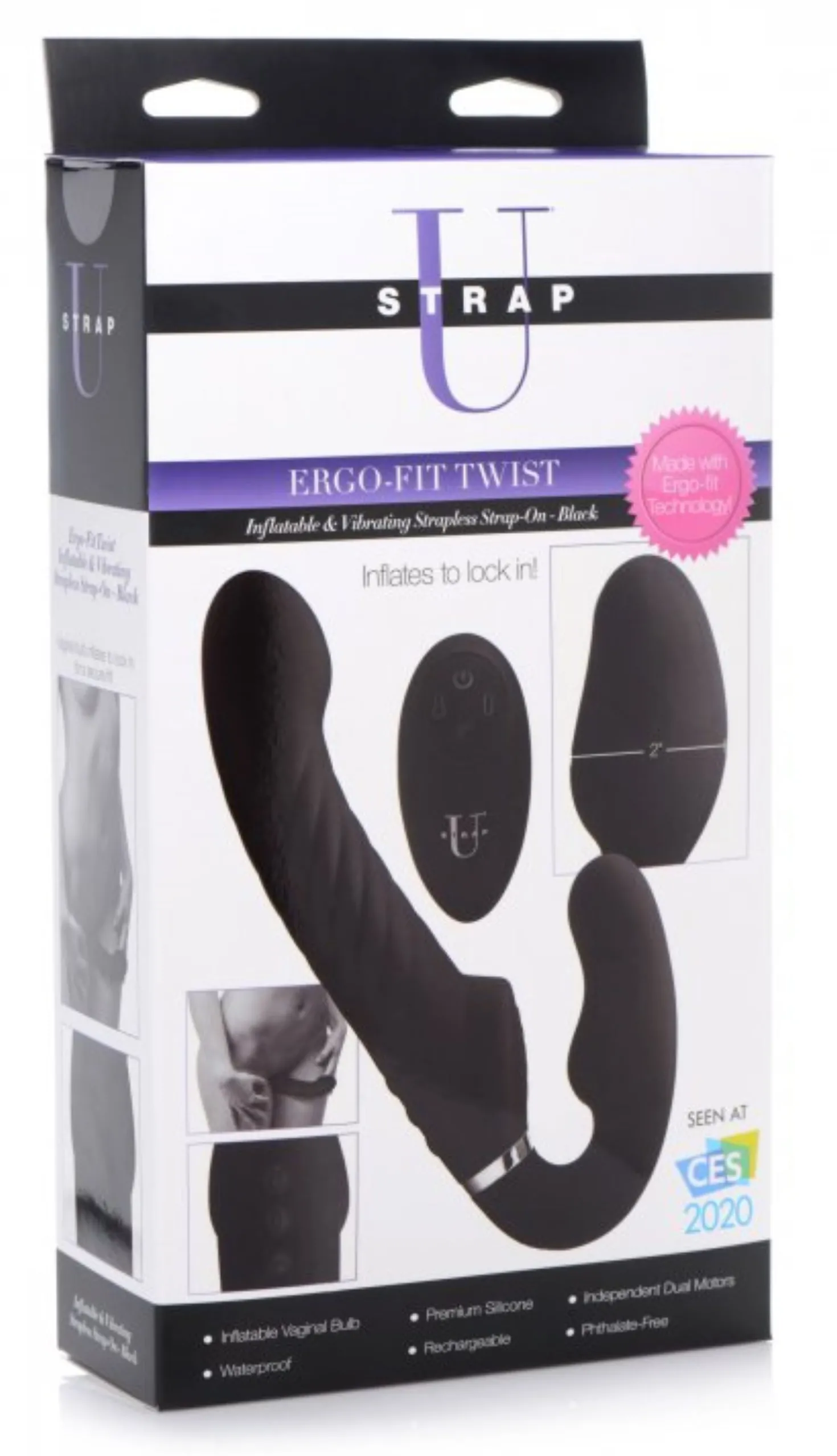 Gode-ceinture vibrant sans harnais Swirl - Noir