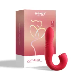 HoneyPlayBox - JOI Thrust 2 Capteur de Pression Contrôlé par App Vibrateur de Point G Poussant et Lécheur de Clitoris avec Langue Rouge