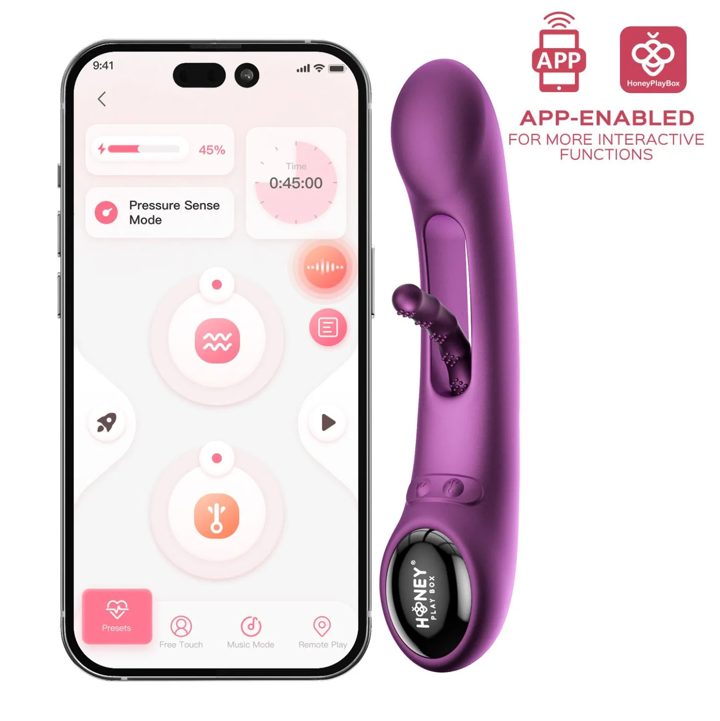 HoneyPlayBox - Tempo-Capteur de Pression Contrôlé par App Vibrateur G-Spot