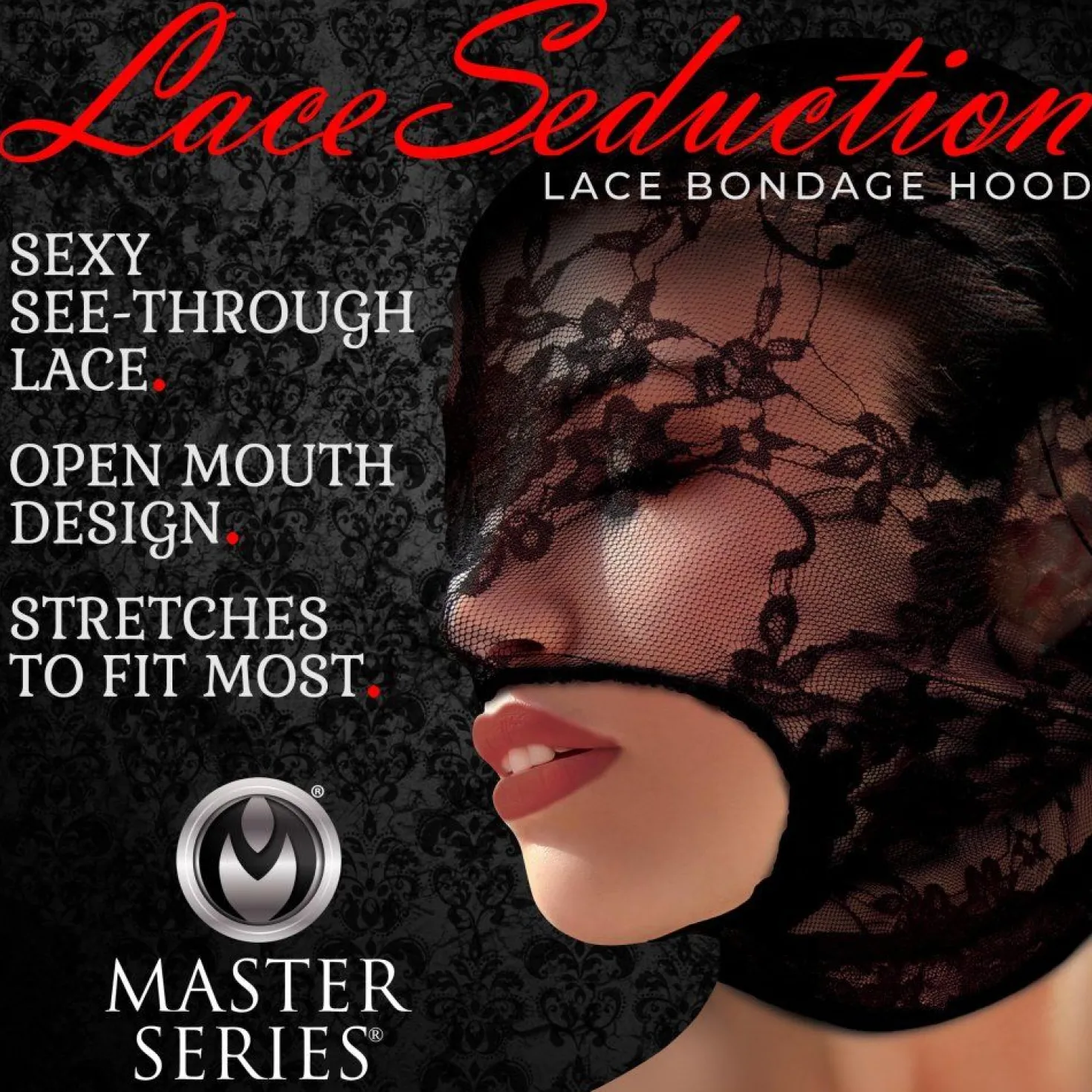 Lace Seduction Masque de bondage - Noir