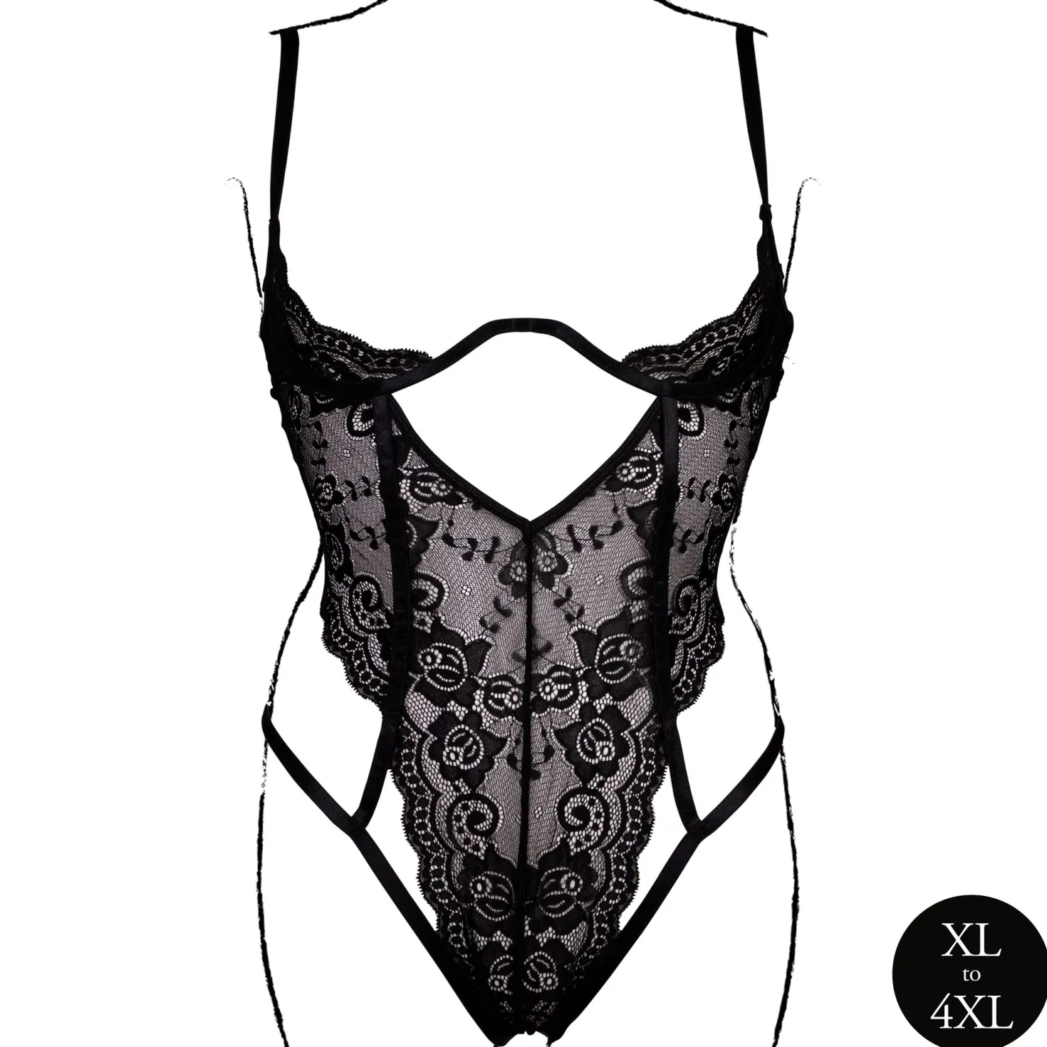 Le Désir – Body en Dentelle à Bonnets Ouverts avec Armatures – Noir