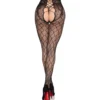 Leg Avenue - Collant Résille Entrejambe Ouvert - Noir