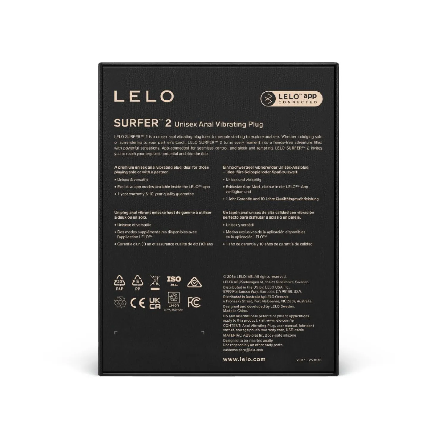 LELO - SURFER 2 Plug Anal Vibrant - Cyber Purple