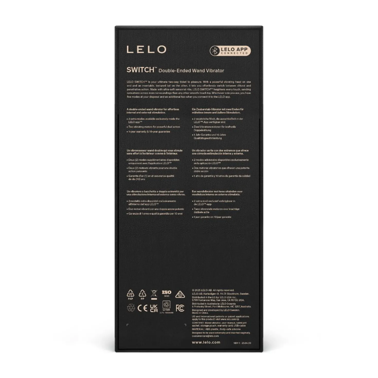 LELO - SWITCH Vibromasseur Wand Double - Lilac