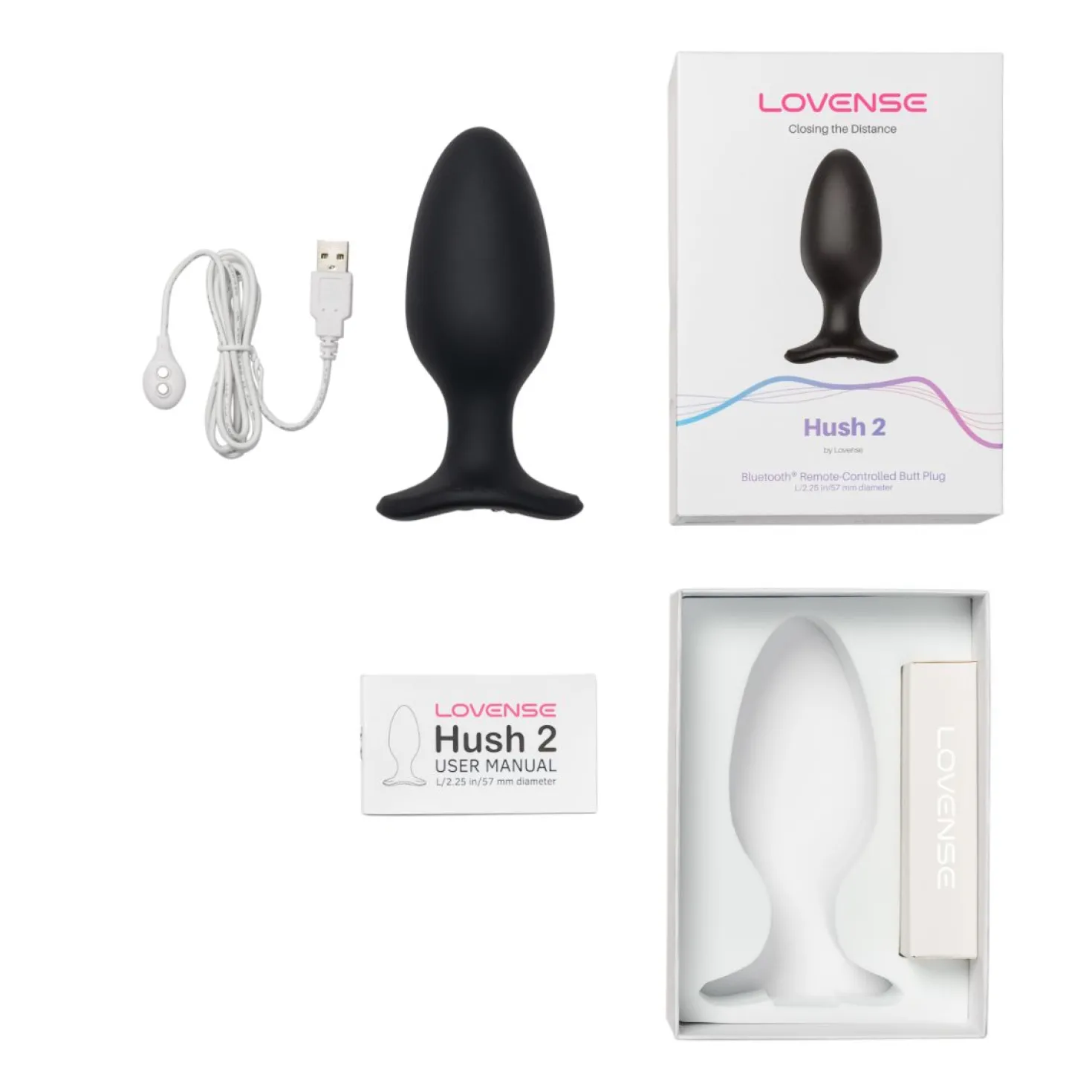 Lovense - Hush 2 Plug Anal Vibrant Avec Application - Noir