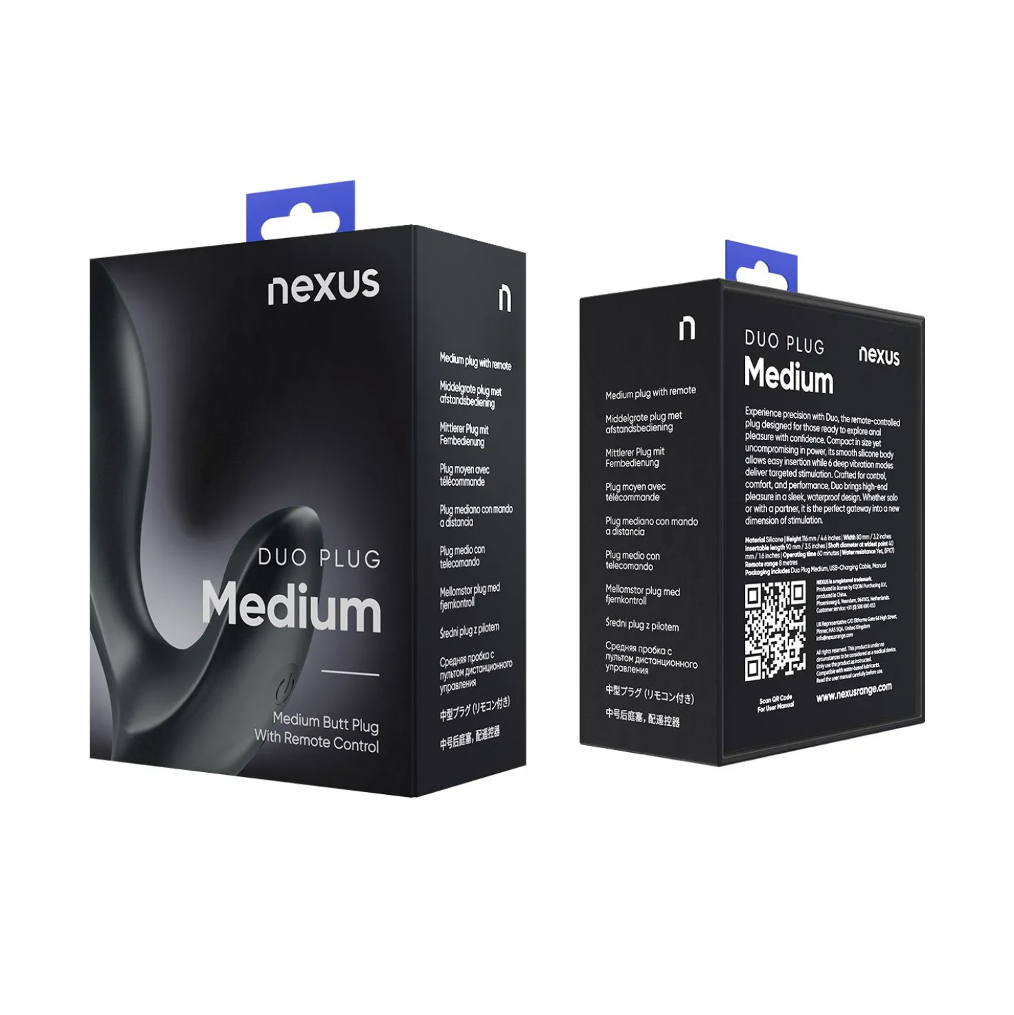 Nexus - Duo Plug Anale Débutant avec Télécommande Moyenne - Noir