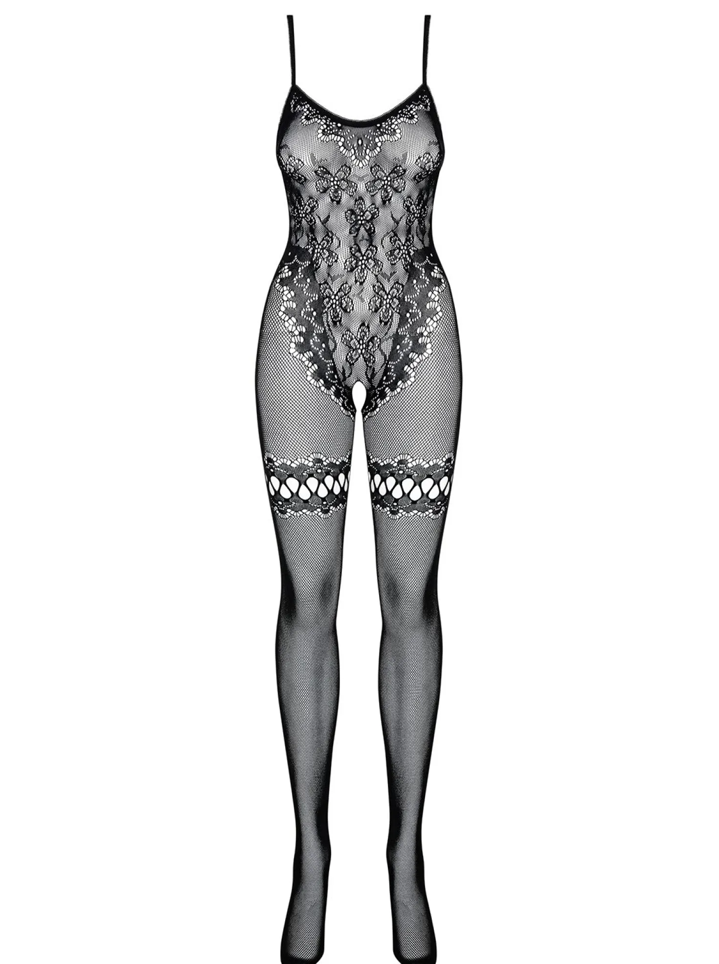 Obsessive - Body sans entrejambe effet jarretière - Noir