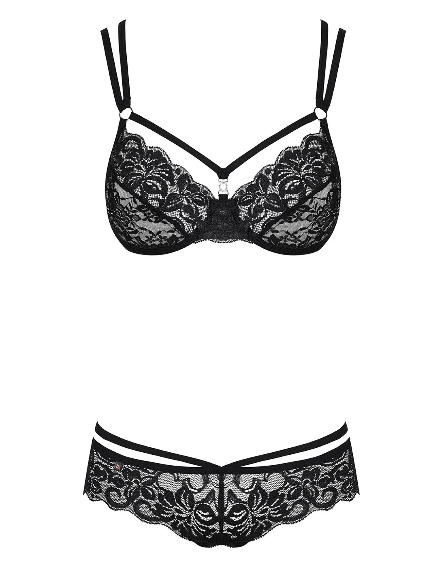 Obsessive - 2-Delige Kanten BH Set - Zwart
