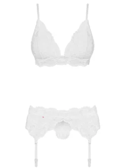 Obsessive - 3-Delige Kanten Jarretel Set - Wit