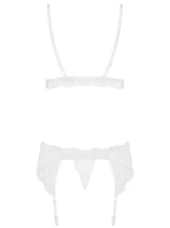 Obsessive - 3-Delige Kanten Jarretel Set - Wit
