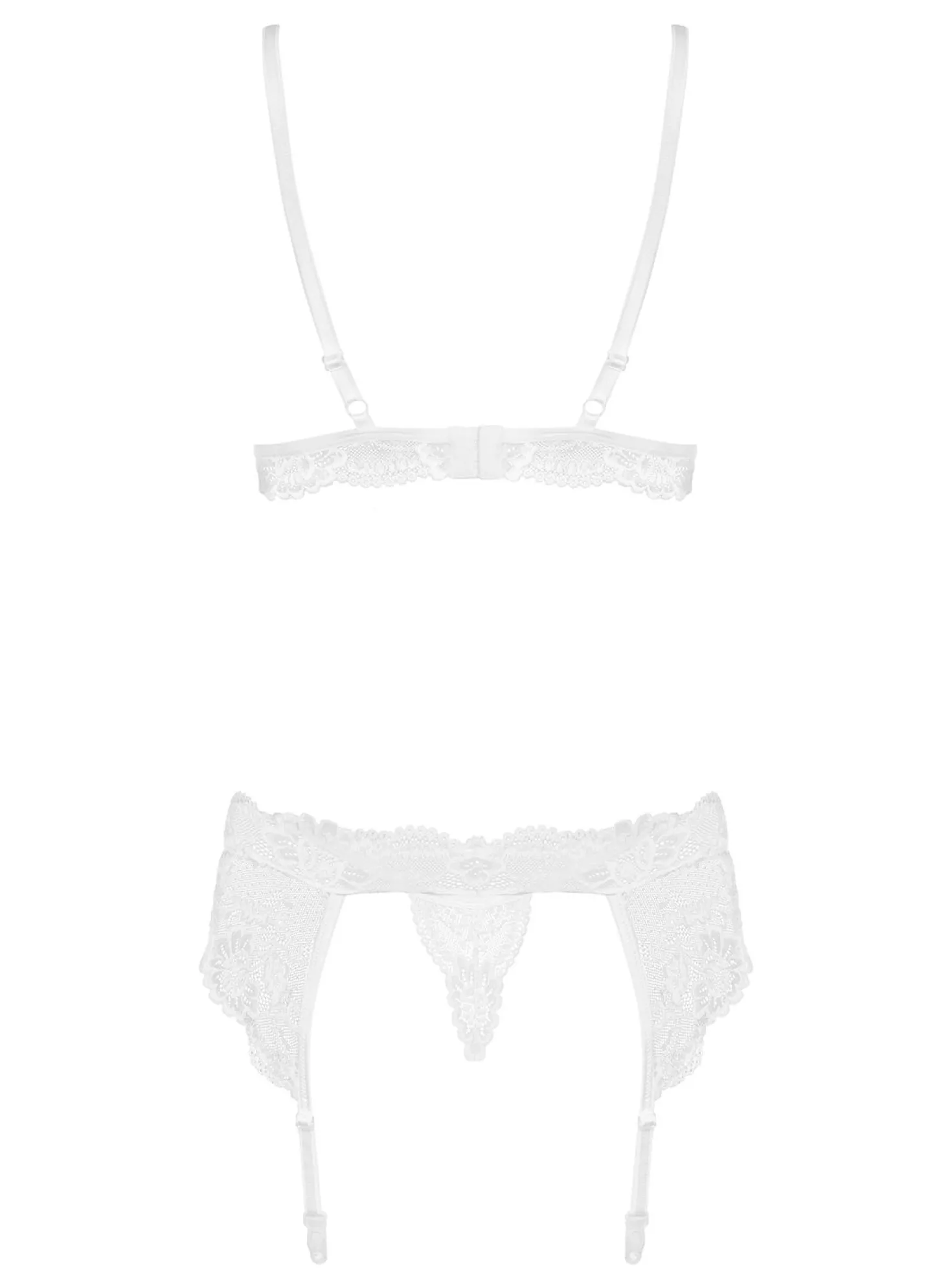Obsessive - 3-Delige Kanten Jarretel Set - Wit