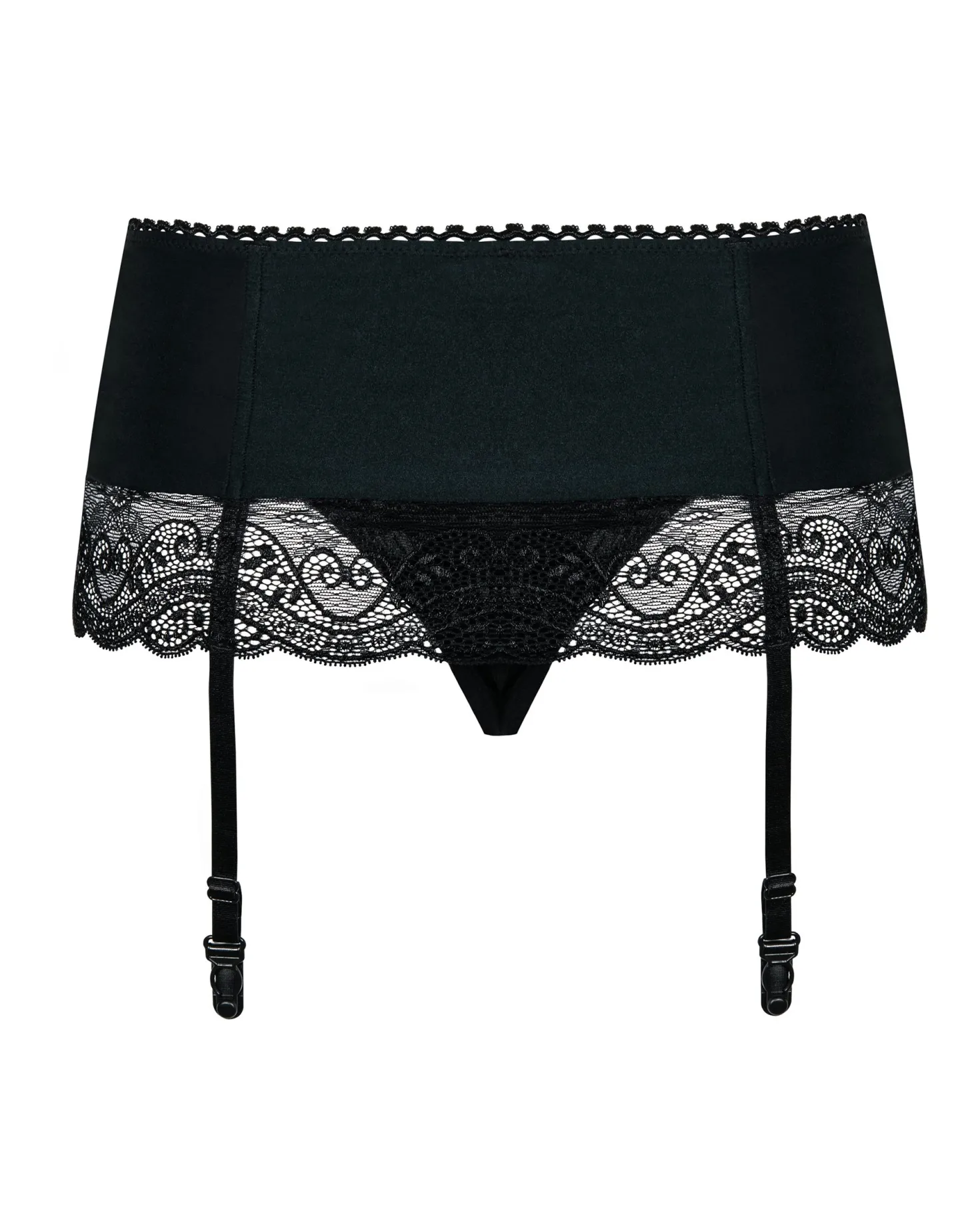 Obsessive - Miamor Jarretel Gordel Met String - Zwart