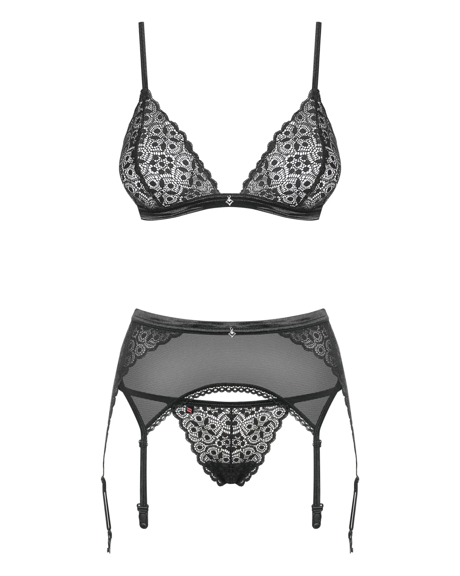 Obsessive - Shibu Ensemble 3 pièces avec soutien-gorge - Noir