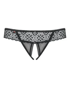 Obsessive - Shibu String ouvert à l'entrejambe - Noir