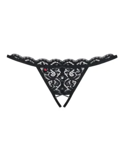 Obsessive - String en dentelle sans entrejambe - Noir