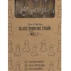 Paille en Verre en Forme de Pénis avec Brosse de Nettoyage Willy - 4 pièces