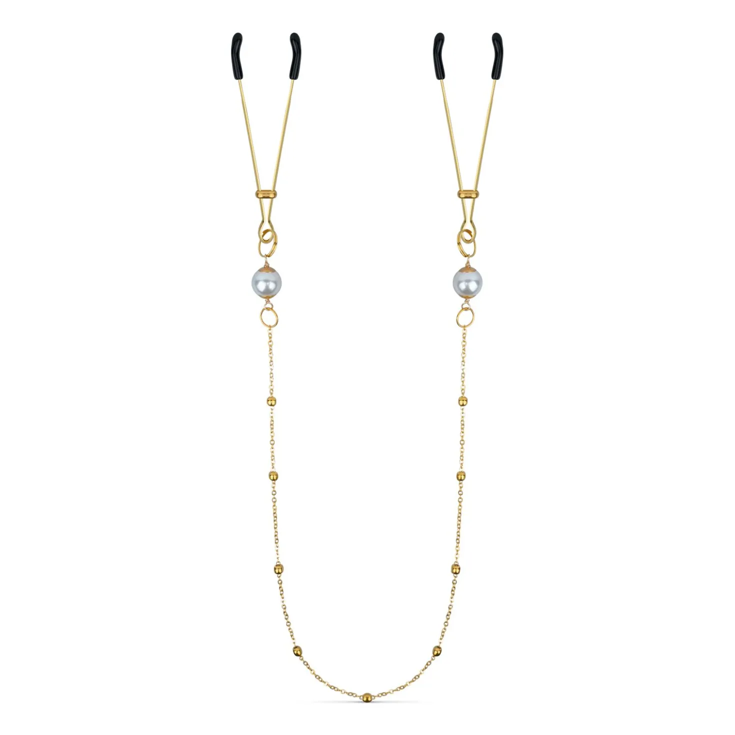 Pinces à mamelons dorées avec chaîne et perles