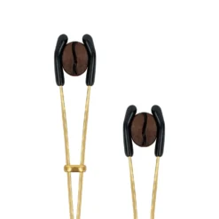 Pinces à mamelons dorées avec des perles noires