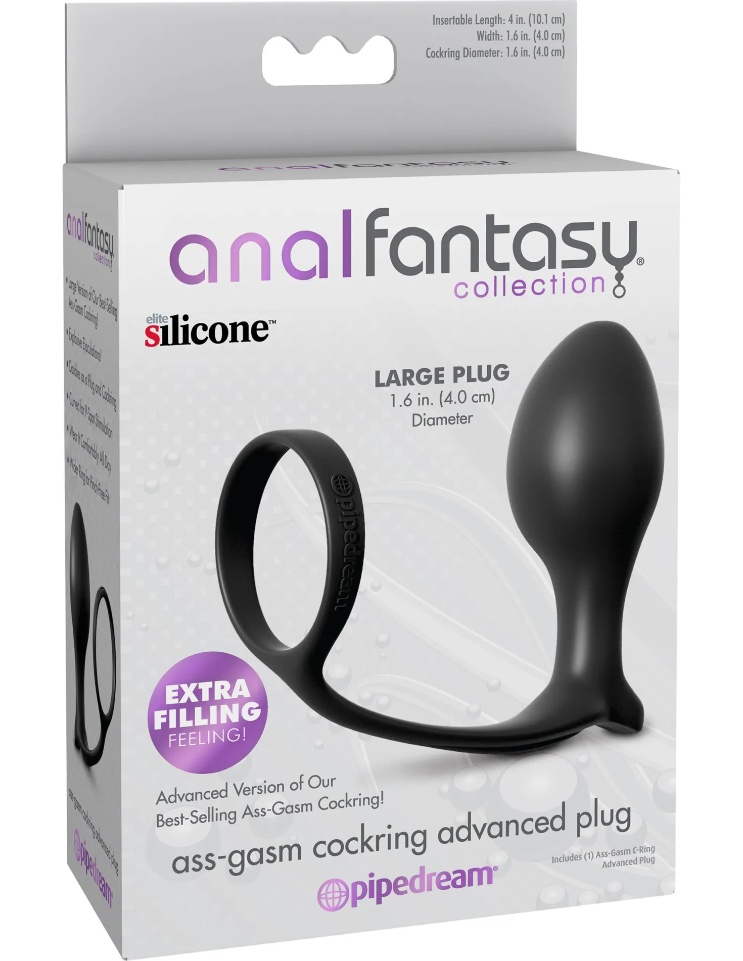 PIPEDREAM – Ass-Gasm Cockring avec Plug Vibrant – Noir