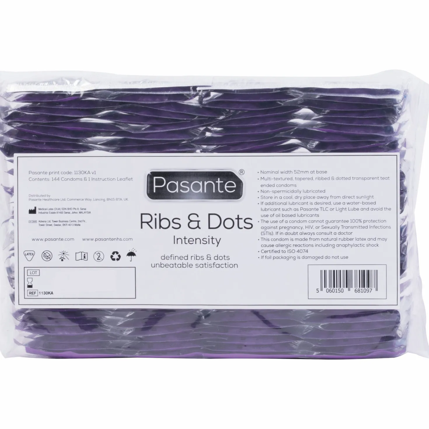 Préservatifs Ribs & Dots Pasante Intensity 144 pcs