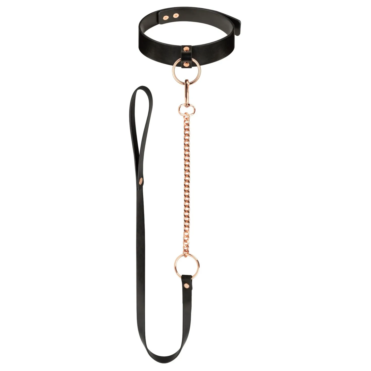 Rosy Gold - Collier avec laisse détachable - Noir