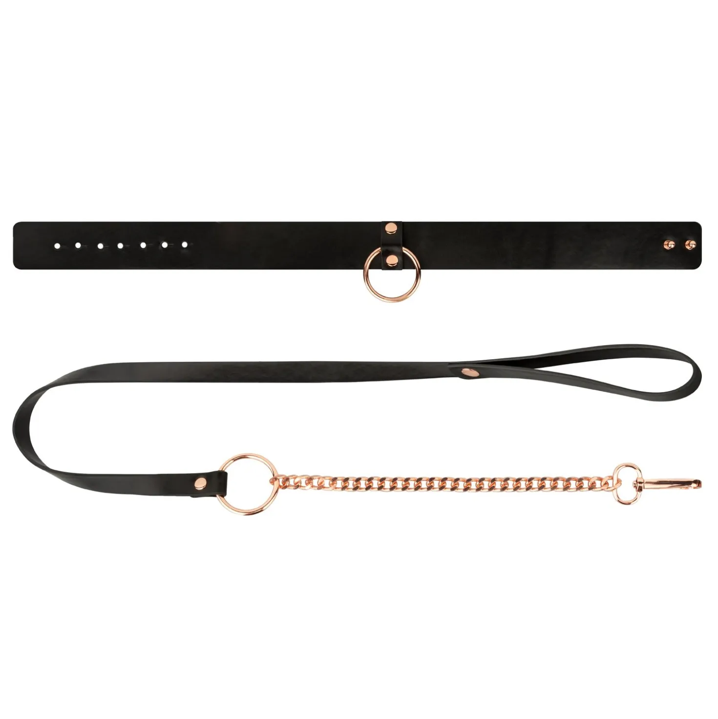 Rosy Gold - Collier avec laisse détachable - Noir